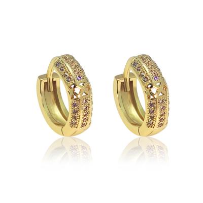 China Fashion Lotus Arabian Hoop Earrings 24K Dubai Jewelry Clip On Zircon Women Earrings for sale