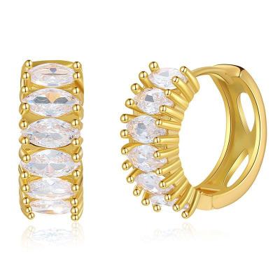 China FASHIONABLE Lotus INS Design Jewelry Oro Laminado 18k Gold Filled Tasty CZ Huggie Circle Earrings for sale