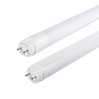 China Hotel high brightness dlc listed TYPE A+B 10W 180LM/W plug and play or ballast bypass 4FT T8 LED glass tube for sale