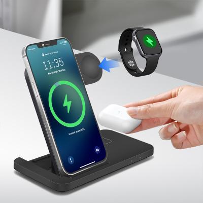 China 15W 3 IN 1Wireless Charger Station Cheapest Multi Phone Wireless Charger 3 in 1 Foldable Wireless Charger and Cell Phone Holder for Iphone 14 13 for iphone watch for sale