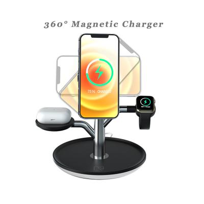 China LED Night Light OEM Touch Adjust Magnetic 3 Color Bedside Mood Lighting Radio Holder Suction Radio Charging Charger for Apple Family for sale