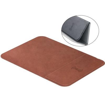 China Gaming Factory Wireless Charger Mousepad Folding 2 in 1 Type-C PU Leather Fast Charging Qi Charger 15W Mouse Pad for Mobile Phone for sale