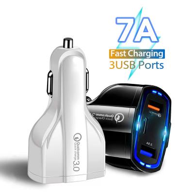 China OEM 3.5A Qualcomm 3 Fast Charging 3.0 Car Charger Total 7A Car Charger Quick Charging Palladium Type C OEM 3.5A Qualcomm 3 Fast Portable Phone Charger USB Port C for sale