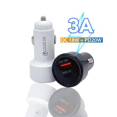 China Mobile Phone/Tablet/MP3/MP4 5V3A Car Charger 38W Fast Charging USB Type C Dual Fast Charger Boost QC3.0 Palladium For Xiaomi Samsung iPhone 13 Car Adapter for sale