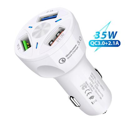 China QC 3.0 Quick Charger Multiple Pad Qc3.0 Fast Usb Car Charger With Blue Led Light Dual Usb Ports 2.1A 35W Fast Car Phone Charger For Toyota for sale