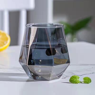 China Sustainable 300Ml Transparent Colorful Geometric Crystal Glass Clear Water Cup Restaurant Whisky Glass Cup Creative Tea Cup for sale