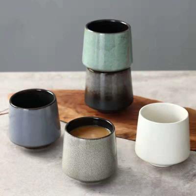 China Viable Handmade Retro Japanese Ceramic Coffee Mug Clay Coffee Cups Without Handle for Household and Restaurant Tea Cup for sale