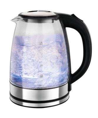 China 360 Degree Rotation Base Fashion Custom Design Tender Household Appliances 1.8L High Borosilicate Glass Steel Clear Electric Tea Kettles For Sale for sale