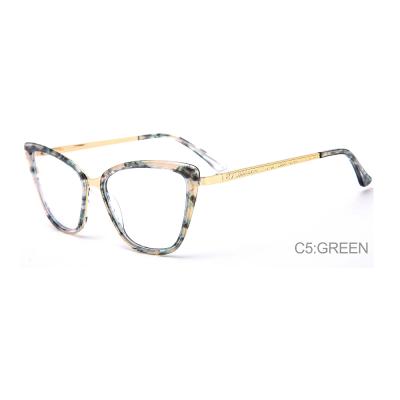 China Stainless Steel Optical Frames Cateye Glasses Ladies Women Optica Glass Metal Myopic Spectacles With Spring Hinges for sale