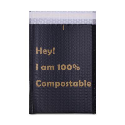 China OEM Design Eco-Friendly Non-Toxic Black Eco-Friendly Matte Waterproof Padded Envelopes Biodegradable Custom Compostable Bubble Mailer With Logo for sale