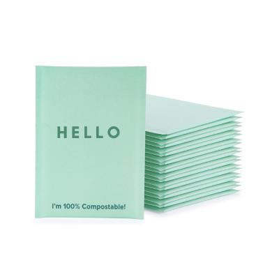 China Strong Double Adhesive / Shock Resistance / Large Waterproof Compostable Custom Design High Buyers Waterproof Mint Green Kraft Bubble Mailer With Logo Paper for sale