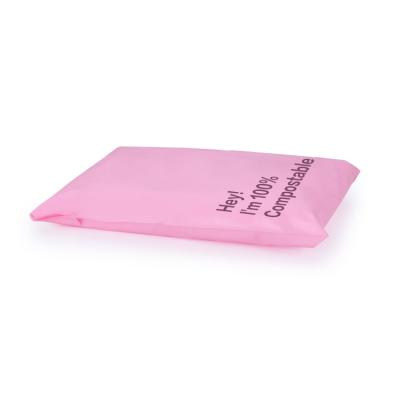 China Matte Biodegradable Custom Printed Baby Light Hot Pink Peach Color Poly Mailer Bag for sale