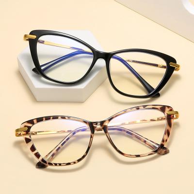 China For Cat Eye Reading Glasses TR90 Glasses Frame Anti Mirror Leg Female Spring Mirror Leg Fashion Business Blue Light Flat Glasses 9012 for sale