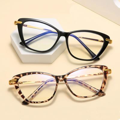 China For Cat Eye Reading Glasses TR90 Glasses Frame Anti Mirror Leg Female Spring Mirror Leg Fashion Business Blue Light Flat Glasses 9012 for sale