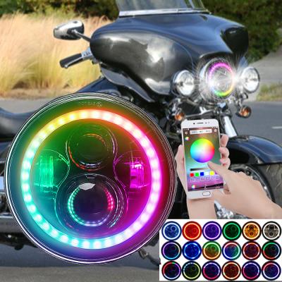 China 2021 New RGB Headlight 7 Inch Demon Eye RGB Headlight App Control For Harley Motorcycle Headlight XR1200X for sale