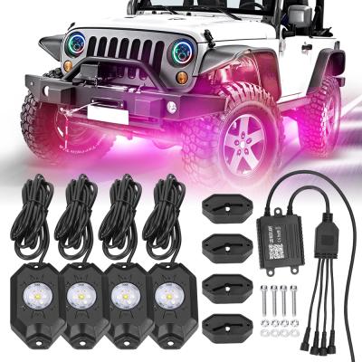 China Aluminum + Newest Design 8 PC Underglow Light 4 12 Pods RGBW Rock Lights Cool White Led For Truck Jeep UTV ATV SUV for sale