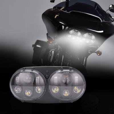 China Brightest Motorcycle Headlight High Low Beam Osram Dual Led Motorcycle Headlights Dual LED Projector Headlight For Harley Davidson Headlamp Led for sale