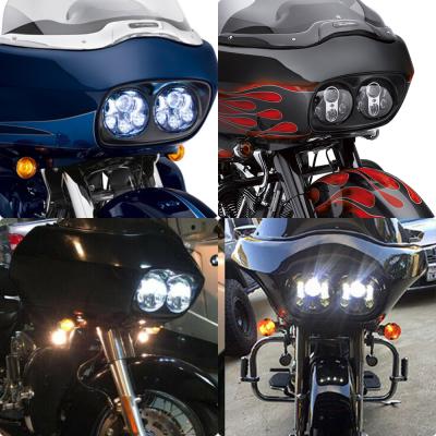 China Diecast Aluminum Housing Dual Beam Headlight 80W 4000lm 6500K Hi/Low For Harley Motorcycle Road Glide Ultra FLTRU CVO Road Glide for sale