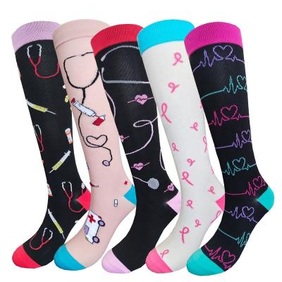 China Best Custom Knee Antibacterial 15-20 mmHg Medical Compression Socks Colored Nylon Antibacterial Doctor Doctor Office Nurse Simple Compression High for Women for sale