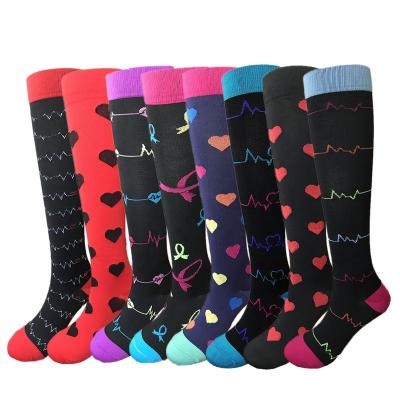 China Custom Made Breathable Breathable Unisex Breathable Custom Printed 20 -30 mmHg 20-30 mmHg Knee High Compression Private Label Medical Nurse Socks for sale