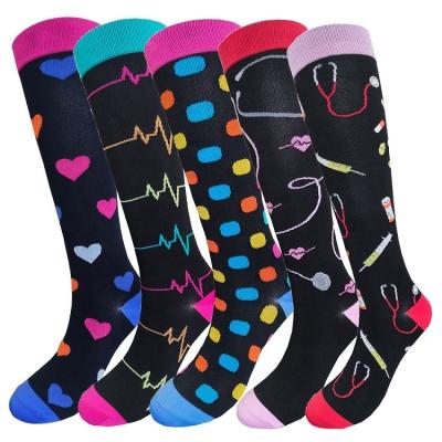 China Antibacterial Custom Nylon Antibacterial High Knee 15-20mmhg Design Long Sports Compression Socks For Nurses for sale