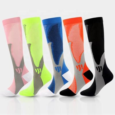 China Antibacterial Women's 20-30mmhg Polyester Compression Antibacterial Sport Running Socks for sale