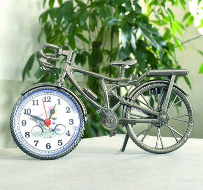 China Wholesale antique home desktop current desktop style decorative classic European creative bicycle alarm clock for sale