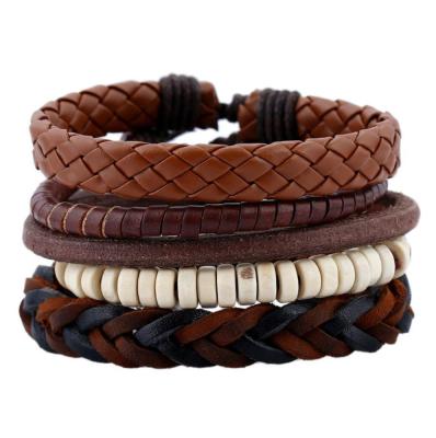 China Western Hot Punk Cowhide Vintage Statement Amazon Leather Woven Bracelets Bangles For Men Wholesale 2021 Trendy Jewelry for sale