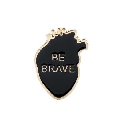 China Creative ALLOY Heart BE BRAVE Enamel Pin Brooch For Women Men Decoration for sale