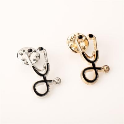 China Hot Tiny Stethoscope Brooch ALLOY Metal Doctor Doctor Lapel Pin Badge Jewelry Accessories Brooch Pin Student Coat Shirt Collar for sale