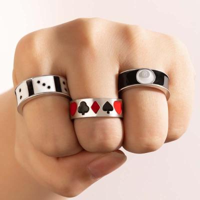 China FASHIONABLE European American Amazon Fashion Rings Set Lover Heart Drip Process Geometric Dice Jewelry Set RTS for sale