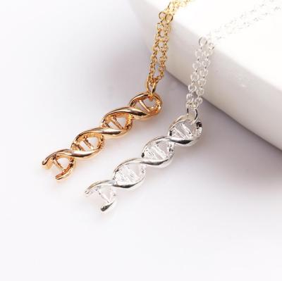 China Hot Selling Fashion Wish Necklace Chemical Structure Molecule DNA Spiral Pendant Necklace For Fashion Jewelry 2022 Wholesale for sale