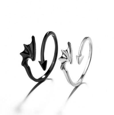 China Simple Order Hot Sale Creative Brass Rings Fine Angel Devil Wings Opening Rings Geometric For Couples Jewelry 2021 Wholesale for sale