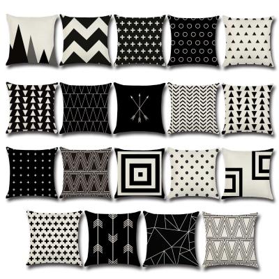 China New Viable Geometric Pattern Pillow Case Arrows Waves Dots Cotton Linen Black Home Decor Sofa Office Pillow Cover for sale