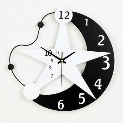 China Antique Style Order Cartoon Children's Room Star Moon Resin Mute Current Creative Wholesale Wall Clock for sale