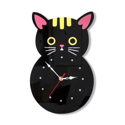 China Wholesale Antique Style Order Cartoon Cat Kids Room Decoration DIY Running Wall Clock for sale