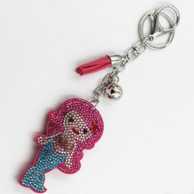 China Cool Wholesale Hot Creative Colorful Tassel Personalized Glitter Diamond Keychain For Mermaid 2021 Fashion Cartoon Key Chain for sale