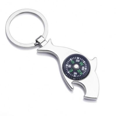 China Fashion Cool Wholesale Metal Control Key Chain Creative Personalized Shark Compass Key Chain For Promotion Gift for sale