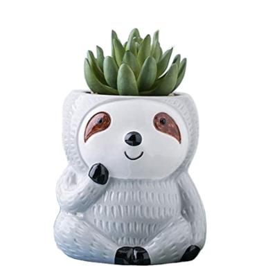 China Mini Office Desk Ceramic Flowerpot Sloth Potted Flower Pot Succulent Plant Pots Small Color CLASSIC Tabletop Planter for sale