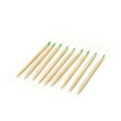 China Hotel Natrual Wood Color Adult Oral Cleaning Individual Wrapped Toothpick for sale