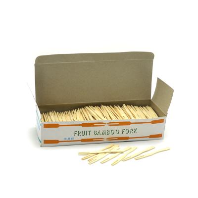 China Restaurant Or Party Makers Supply Size 8.8cm 9cm Bamboo Food Picks Forks Chip Forks for sale