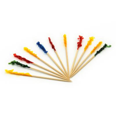 China Color Disposable Wooden Disposable Decorative Toothpick Party Flag Cocktail Party TOP Tendril Picks Toothpicks for sale