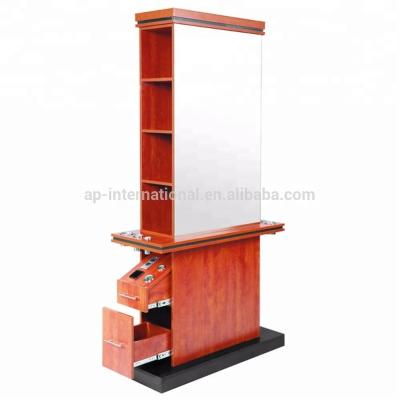 China PANEL Beauty Salon Equipment MALTA DOUBLE SIDED SALON STATION IN WILD CHERRY Peluqueria Supplier Factory for sale