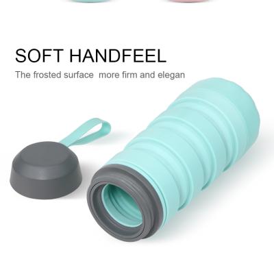 China Sustainable Wholesale Portable Fold Up Collapsible Silicone Water Bottle With Lid for sale