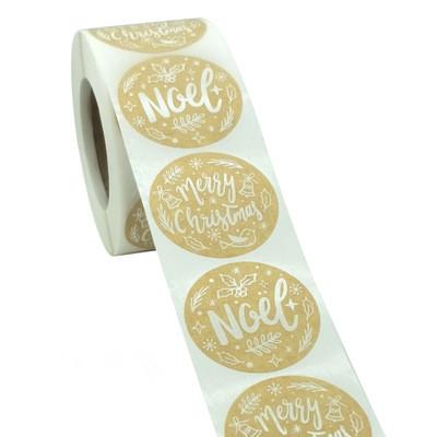 China Wholesale Custom Hot Selling Waterproof Kraft Paper Stickers Christmas Holiday Decoration Sticker Label for sale