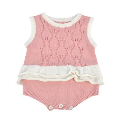 China Washable Newborn Baby Soft Cotton Sweater Jumpsuit Sleeveless Knitted One Piece Clothes Kids Romper for sale