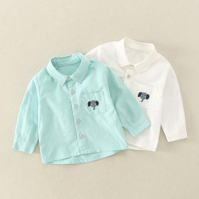 China Spring Autumn Cotton Cutetoddler Lapel Button Long Sleeve Breathable Wholesale Customized Baby Boys Shirts for sale