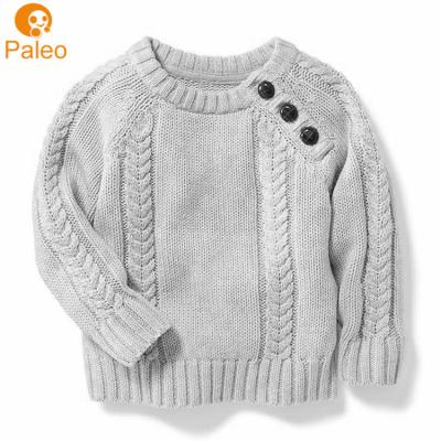 China Anti-pilling Manufacturer Custom Kids Clothes Gray Hand Made Cardigan Wool Sweaters for Children for sale