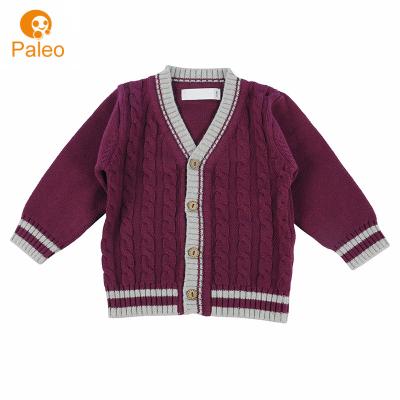 China OEM ODM factory new design anti-pilling school uniforms button up long sleeve kids red cardigan sweater for sale