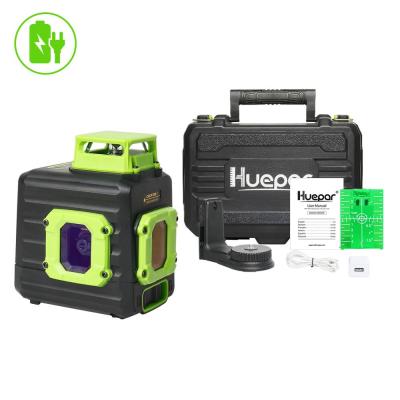 China ABS Huepar Cross Line Laser Level Green 360 Horizontal And Two Vertical Lines Self-Leveling Type-C Li-ion Battery Charging Port And Har for sale